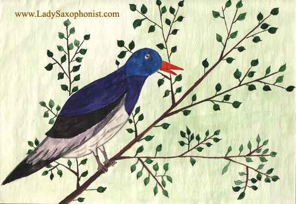 Рисунок 040: "Птица". С детства я очень люблю природу: леса, поля и  реки, животных и птиц и нарисовала много картин на эту тему, кстати, вот одна из них.